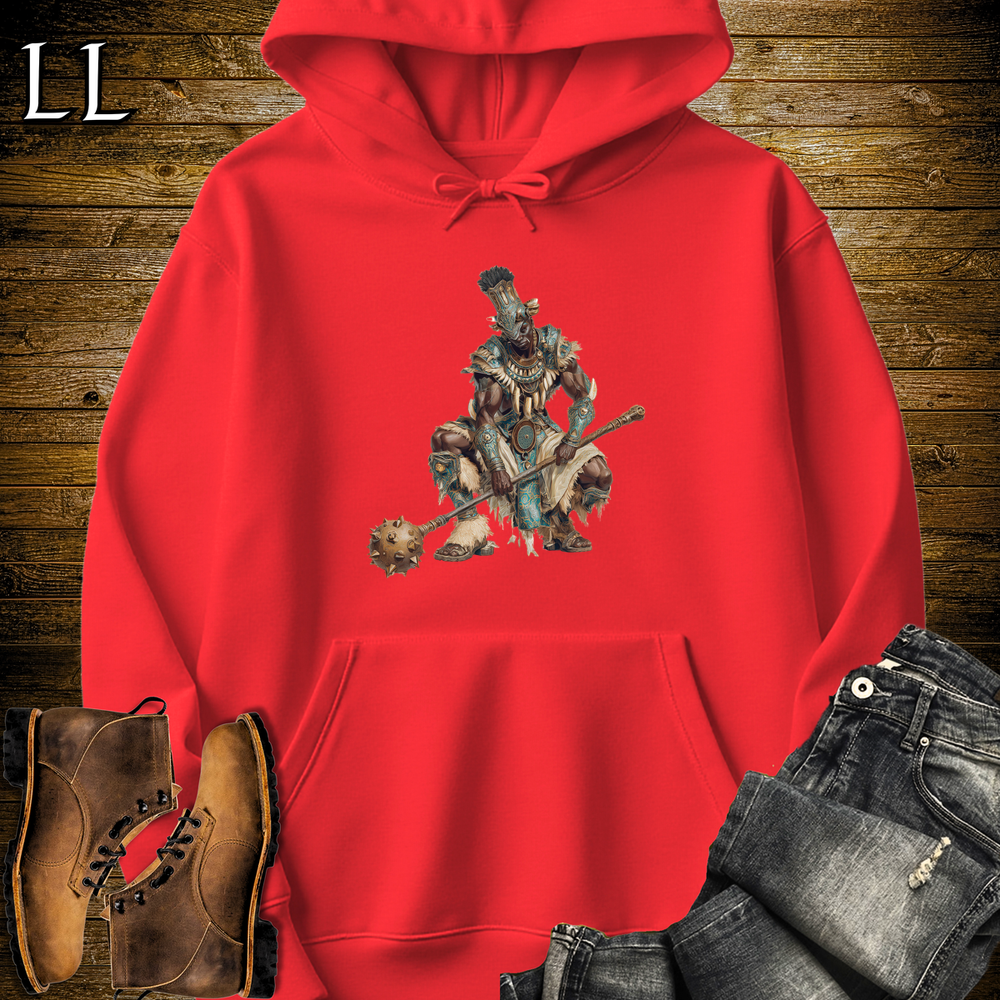 African Bronze Mace Warrior Hooded Sweatshirt - Red