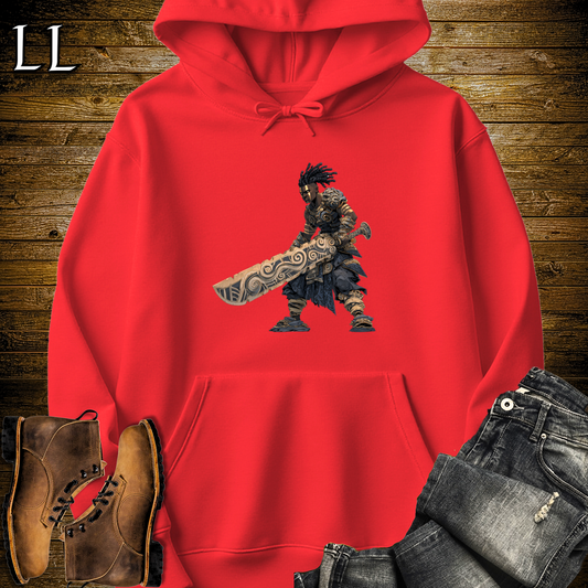 African Ancient God Sword Warrior Hooded Sweatshirt - Red