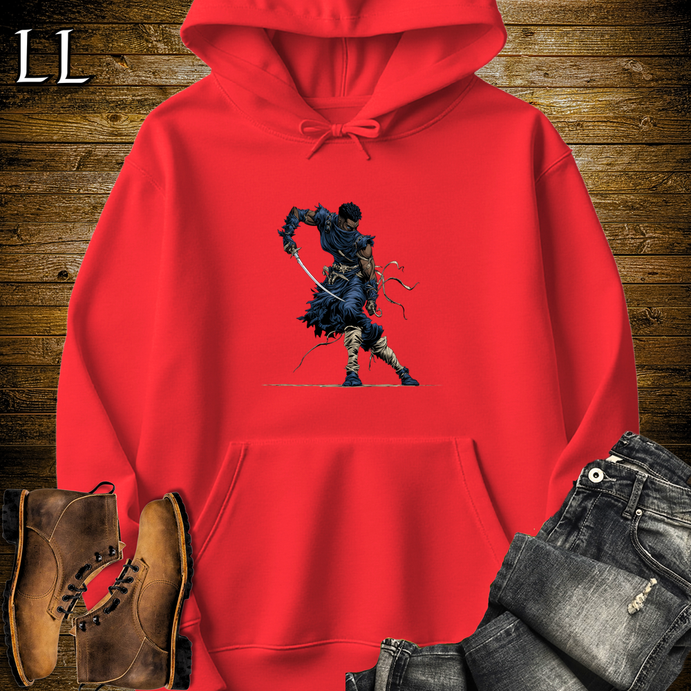 African Blue Mask Assassin Hooded Sweatshirt Red | African Warrior Hoodie