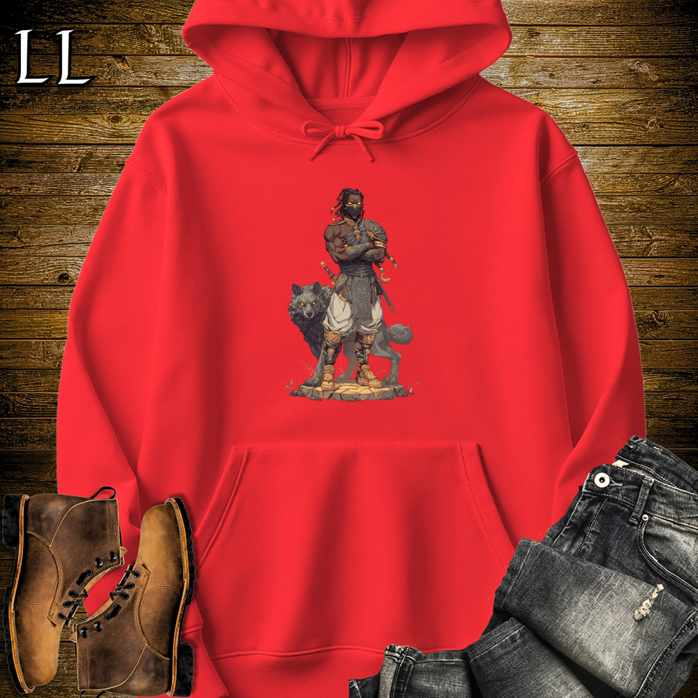 African Black Wolf Assassin Hooded Sweatshirt - Red