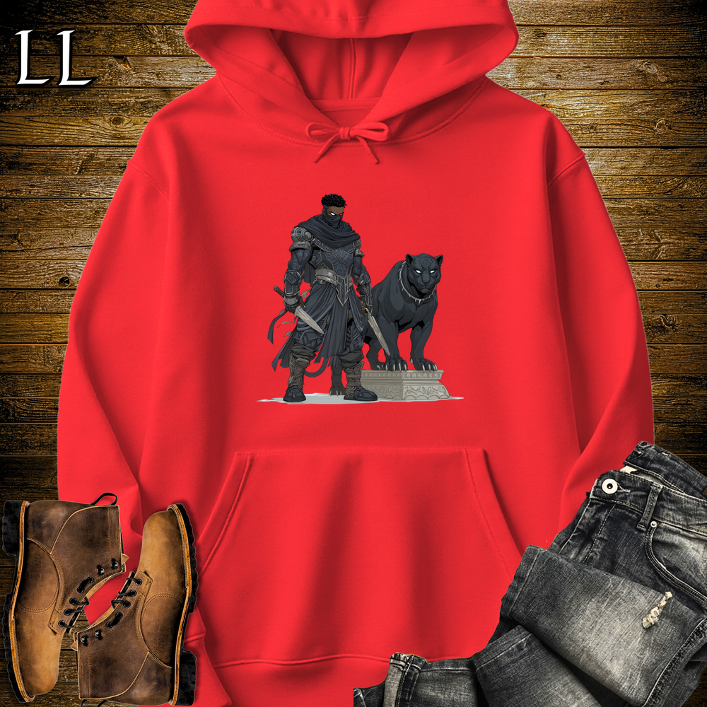 African Black Panther Assassin Hooded Sweatshirt Red | African Warrior Hoodie