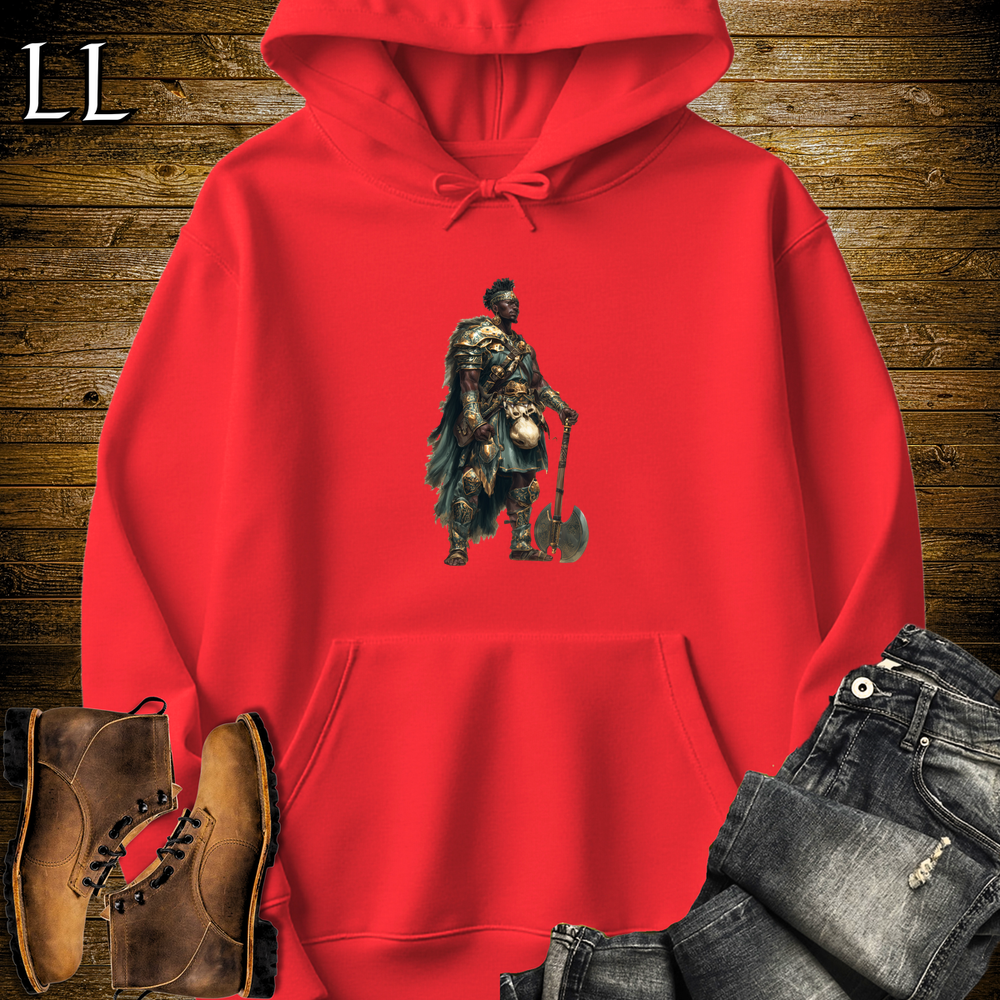 African Axe Warrior King Hooded Sweatshirt - Red