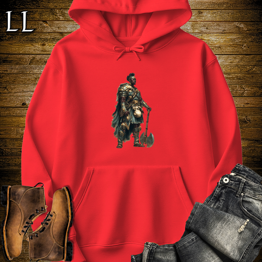 African Axe Warrior King Hooded Sweatshirt - Red