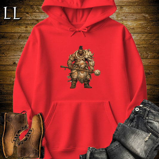 African Bone Mace Warrior Hooded Sweatshirt - Red