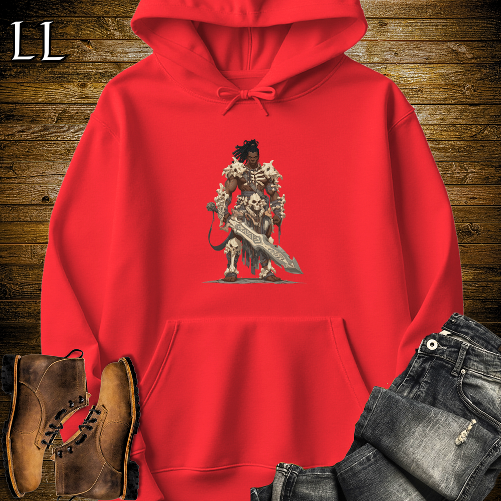 African Bone Barbarian Hooded Sweatshirt Red | African Warrior Hoodie