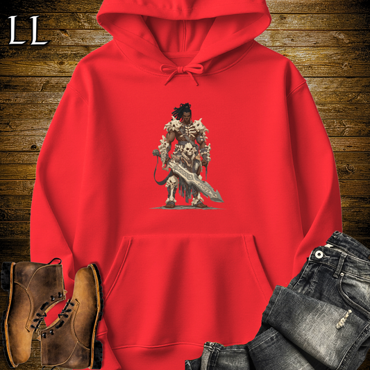 African Bone Barbarian Hooded Sweatshirt - Red
