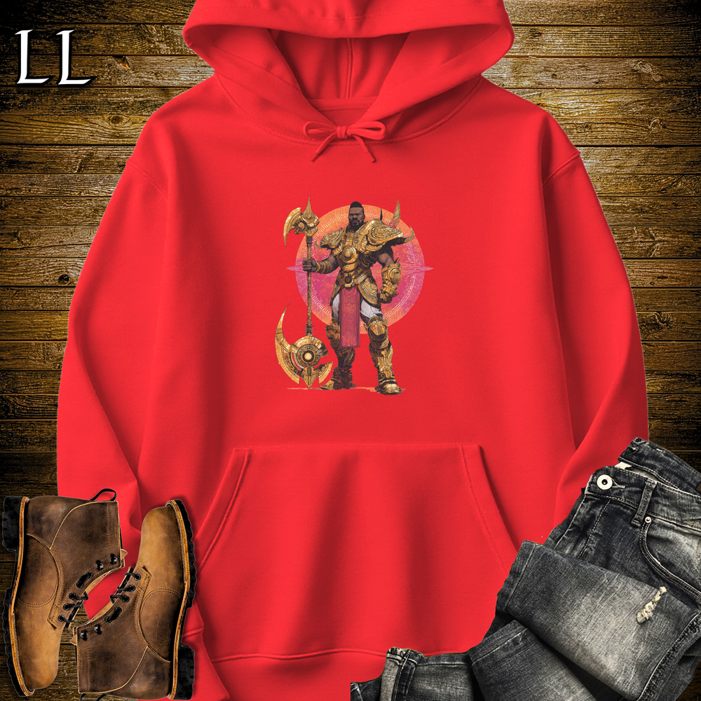 African Galactic Axe King Hooded Sweatshirt Red | Galactic Axe