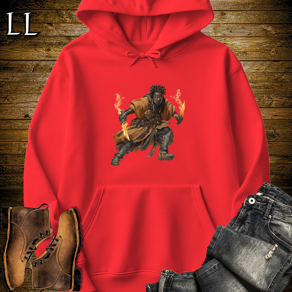 African Flame Dagger Assassin Hooded Sweatshirt - Red