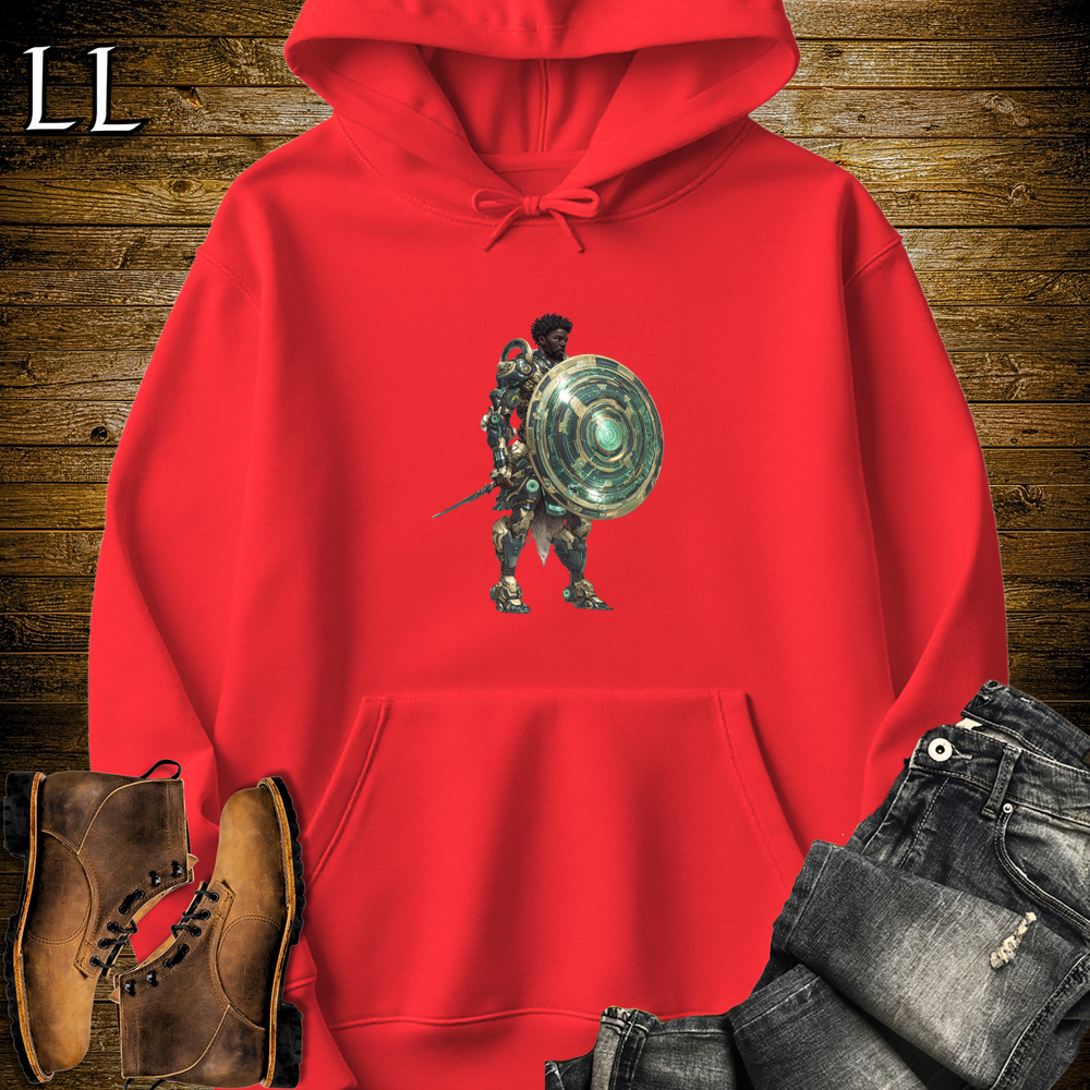 African Emerald Shield Warrior Hooded Sweatshirt - Red