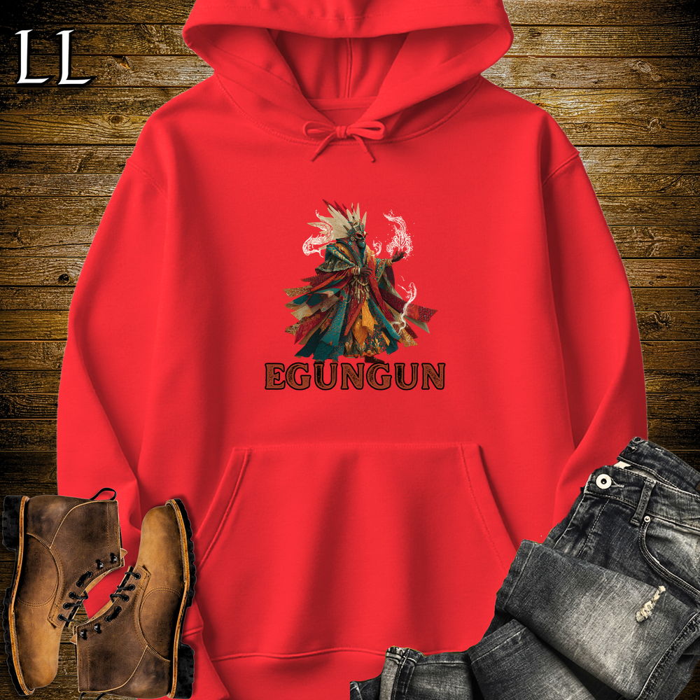 African Egungun Spirits Hooded Sweatshirt - Red