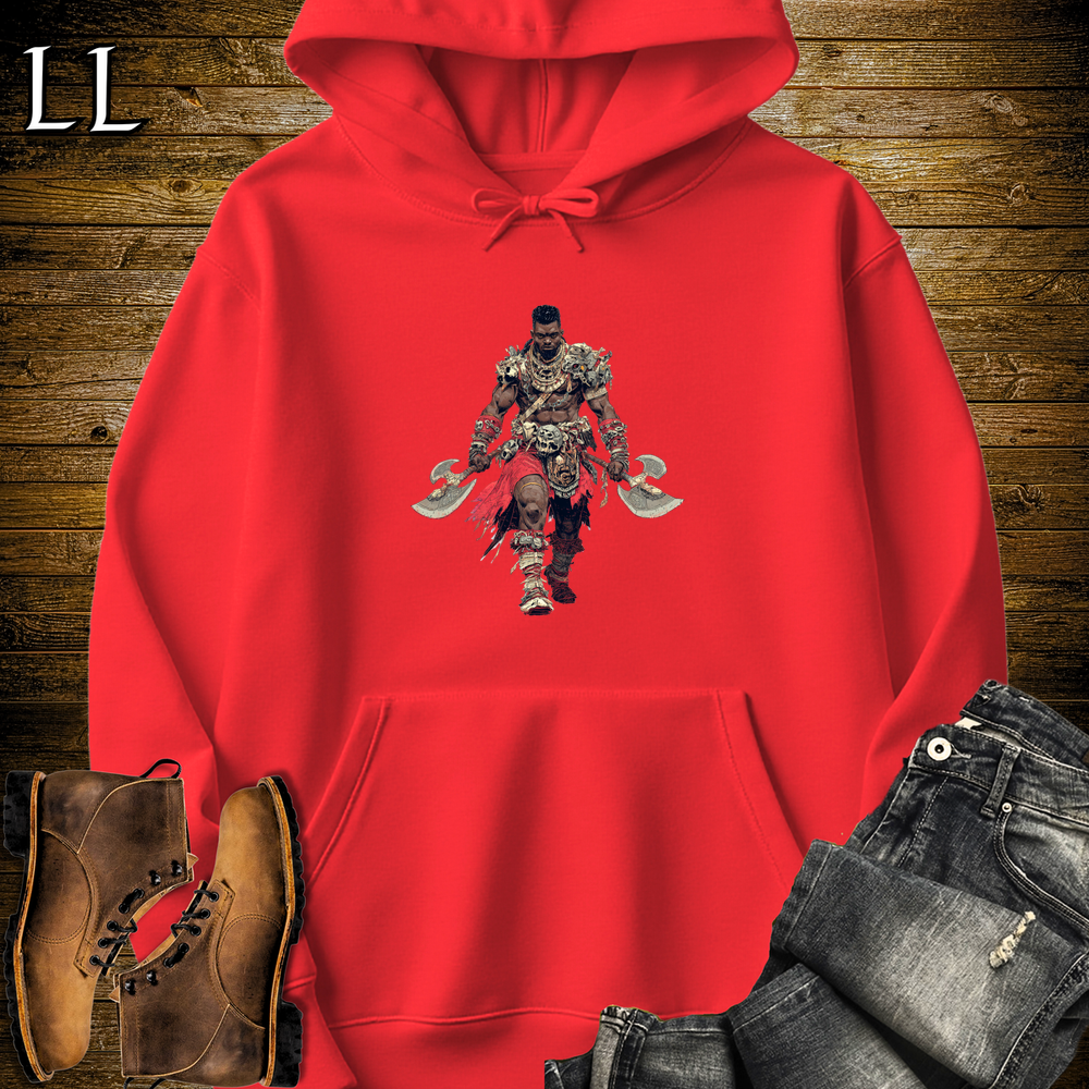African Dual Axe King Hooded Sweatshirt Red | African Warrior King Hoodie