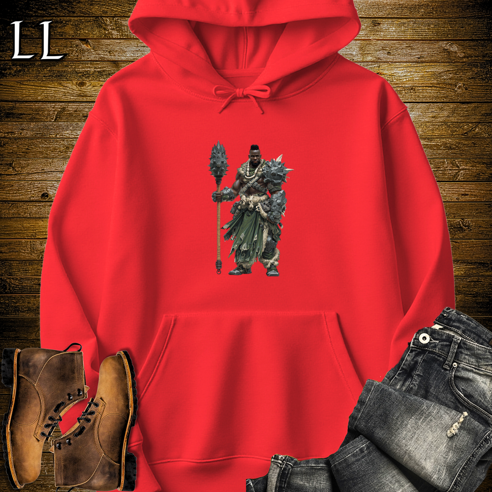 African Steel Mace Warrior Hooded Sweatshirt - Red