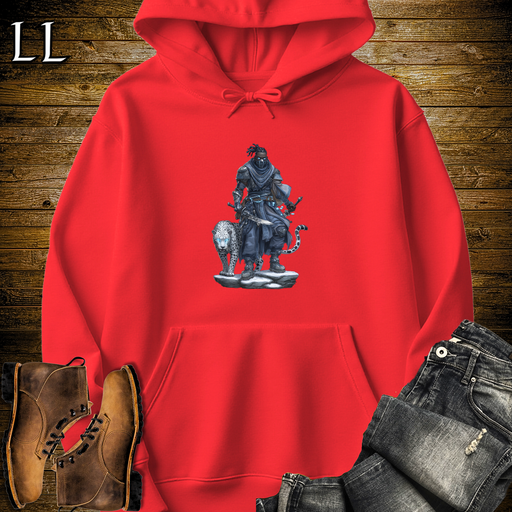 African Snow Leopard Assassin Hooded Sweatshirt Red | African Warrior Hoodie