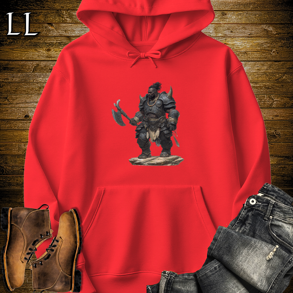 African Rhino Barbarian Hooded Sweatshirt - Red