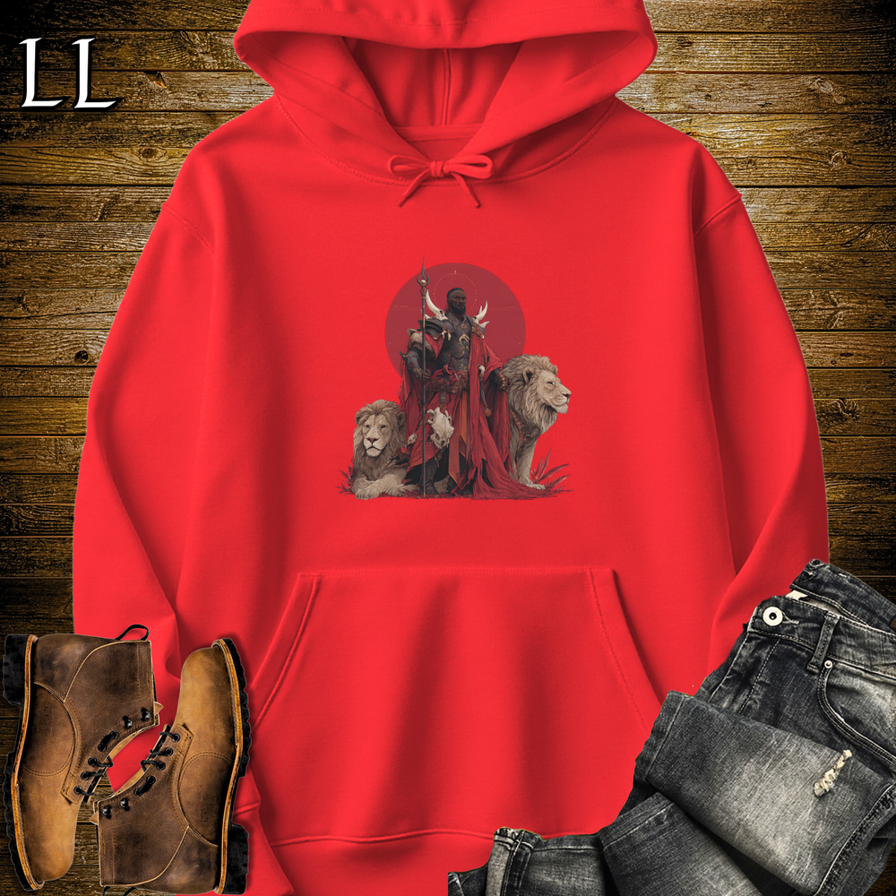 African Red Moon Lion King Hooded Sweatshirt - Red