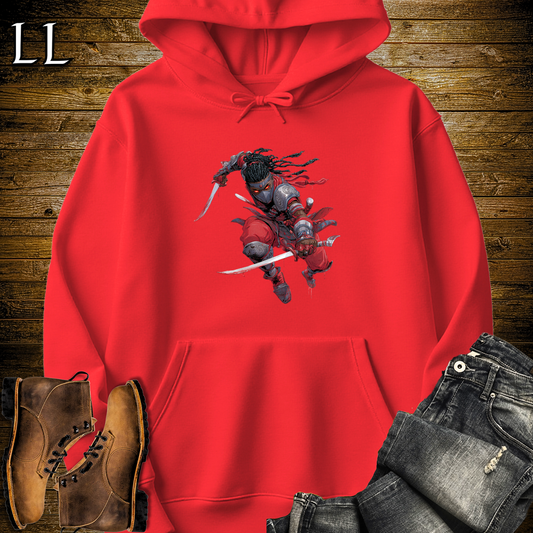 African Red Moon Assassin Hooded Sweatshirt - Red