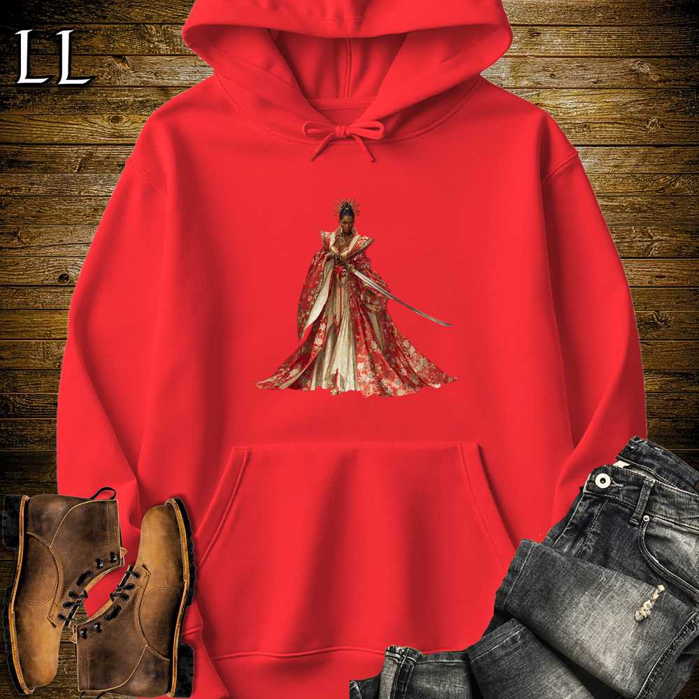 African Red Blossom Samurai Queen Red | African Warrior Hoodie
