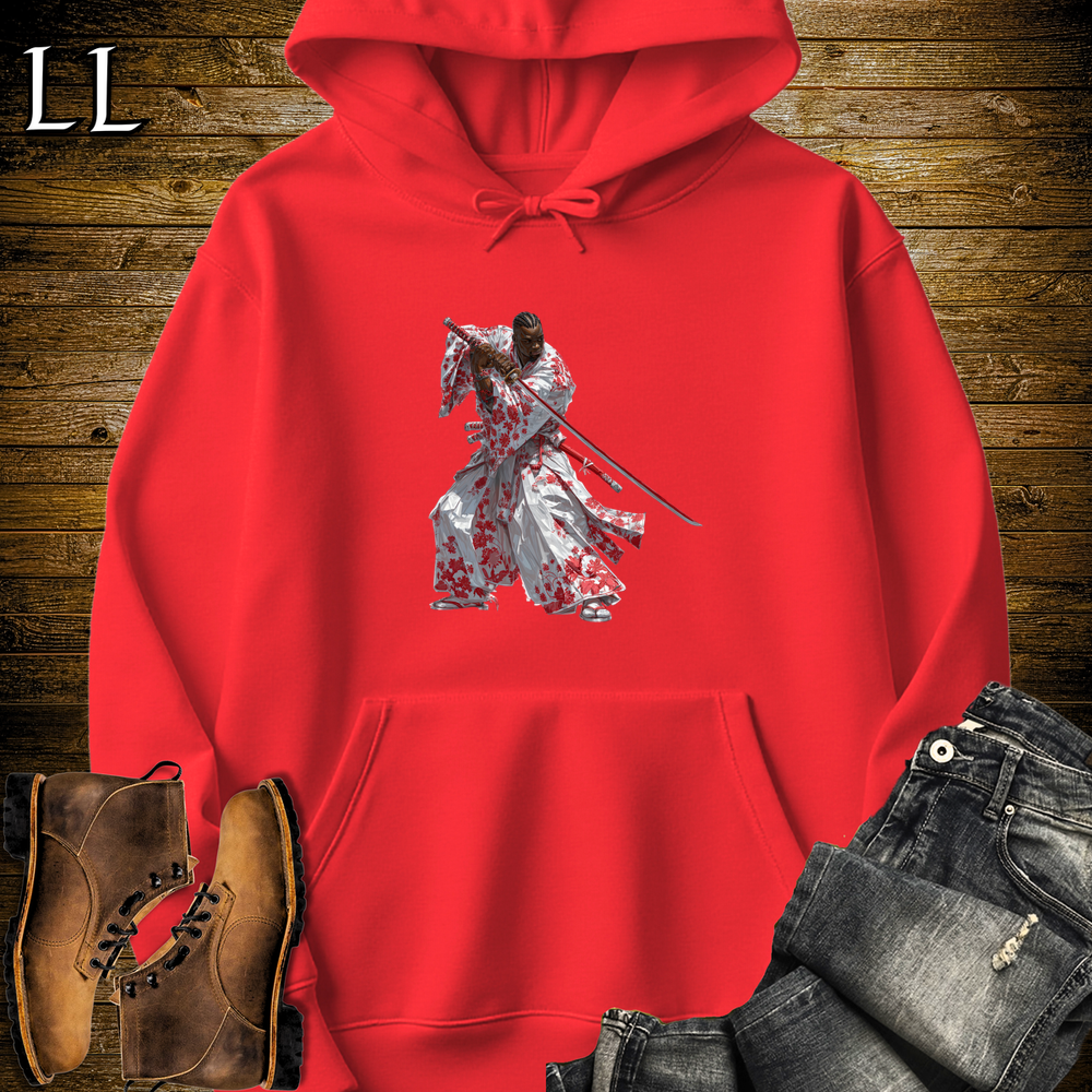 African Red Blossom Samurai Hooded Sweatshirt - Red