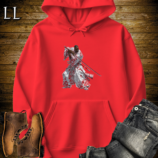 African Red Blossom Samurai Hooded Sweatshirt - Red