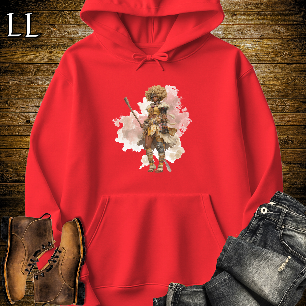 African Tribal Queen Hooded Sweatshirt Red | Warrior Queen