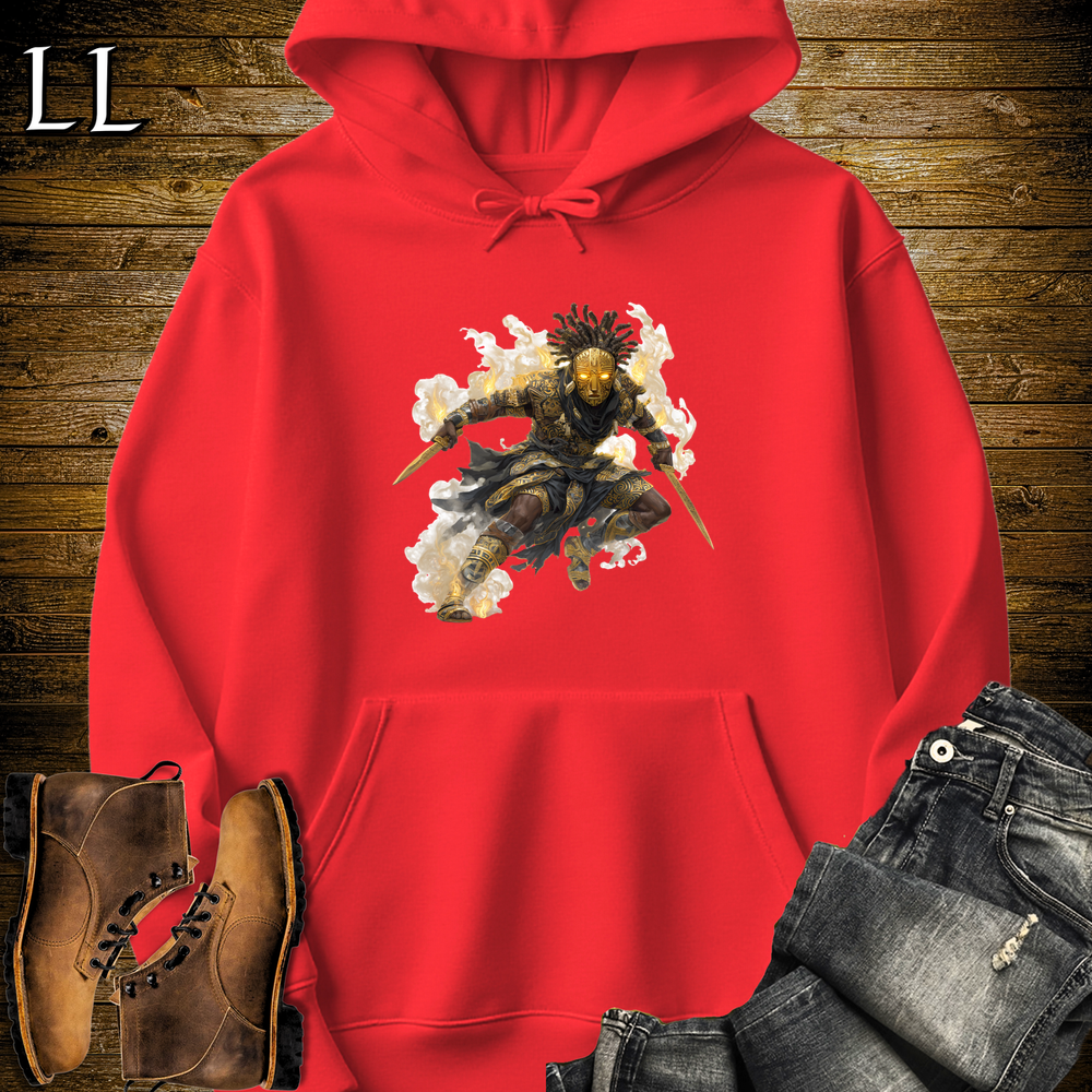 African Tribal Mask Assassin Hooded Sweatshirt - Red
