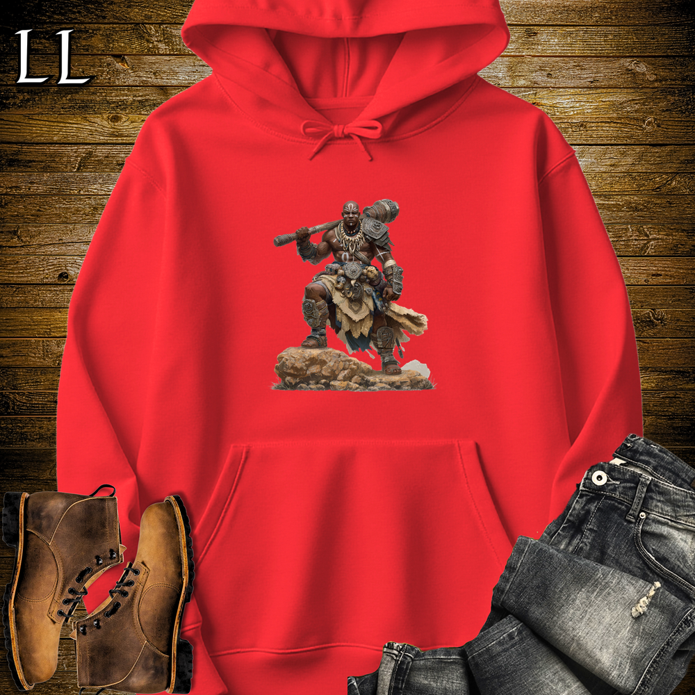 African Tribal Barbarian Hooded Sweatshirt - Red