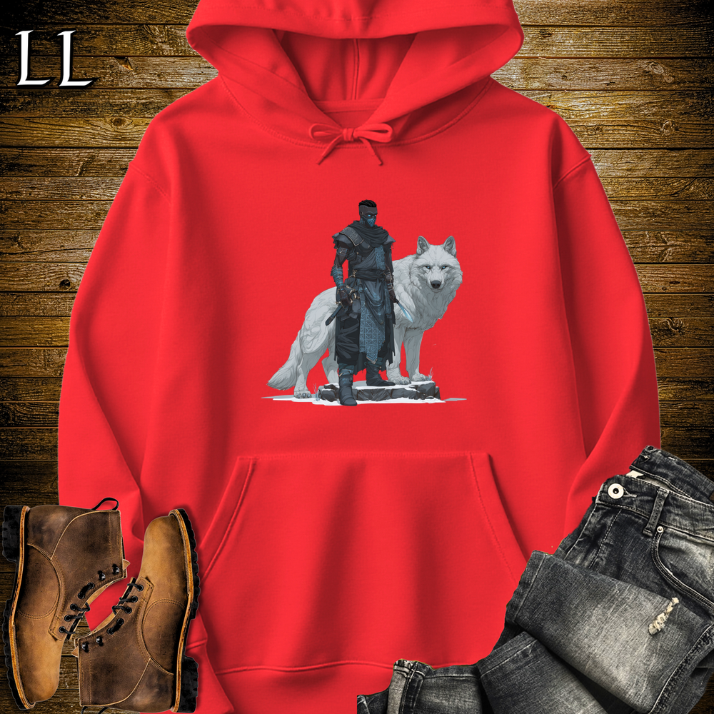 African White Wolf Assassin Hooded Sweatshirt - Red