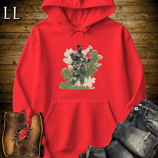 African Warrior Green Hooded Sweatshirt - Red