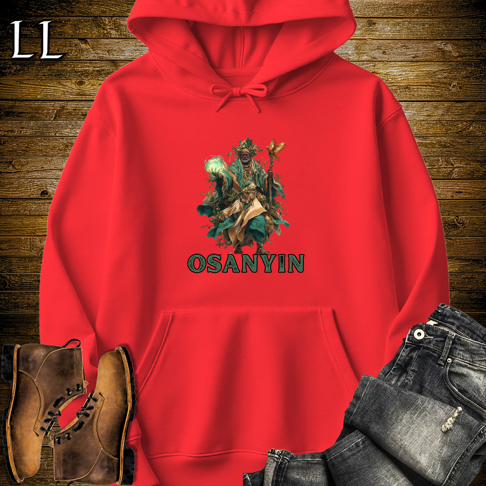 Osanyin African God Hooded Sweatshirt Red | African God Orisha Sweatshirt