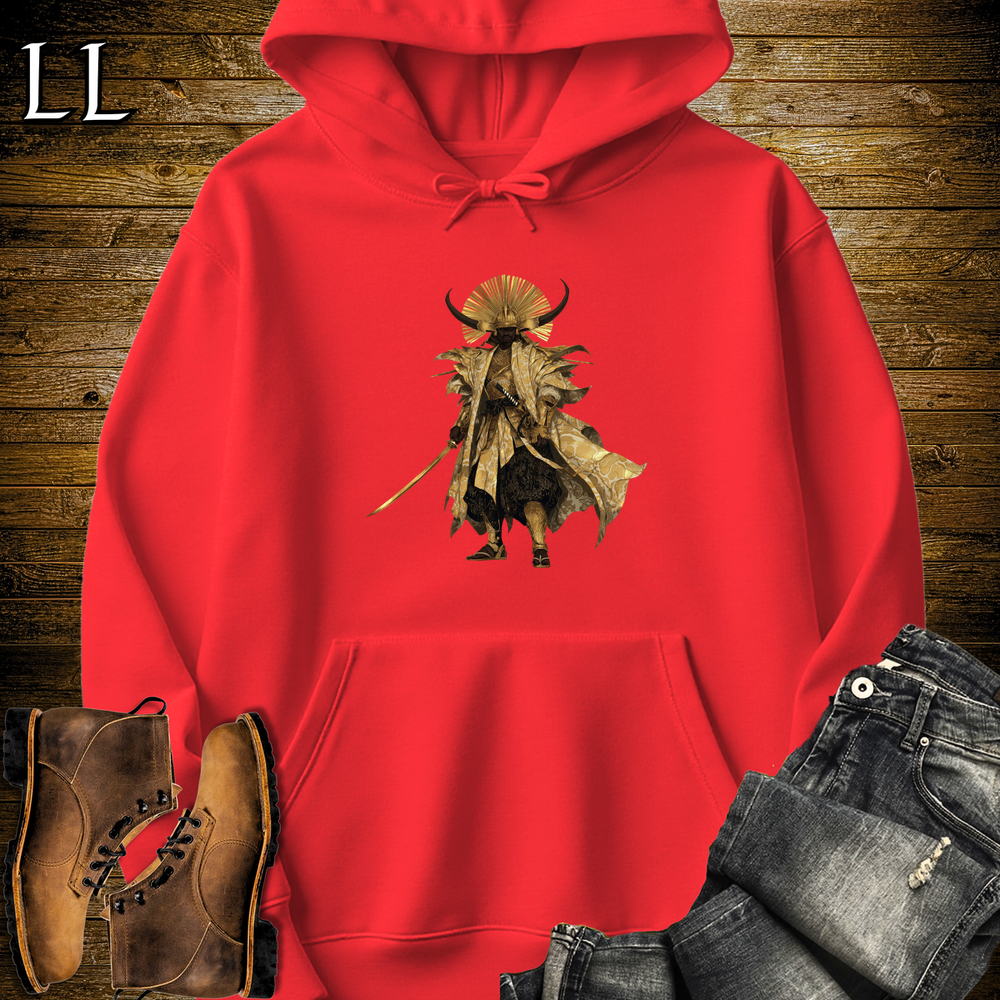 African Golden Samurai King Hooded Sweatshirt - Red