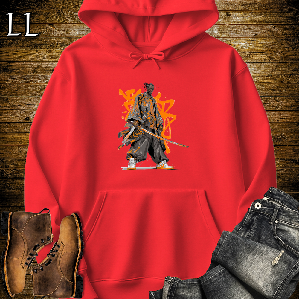 African Orange Street Samurai Hooded Sweatshirt - Red