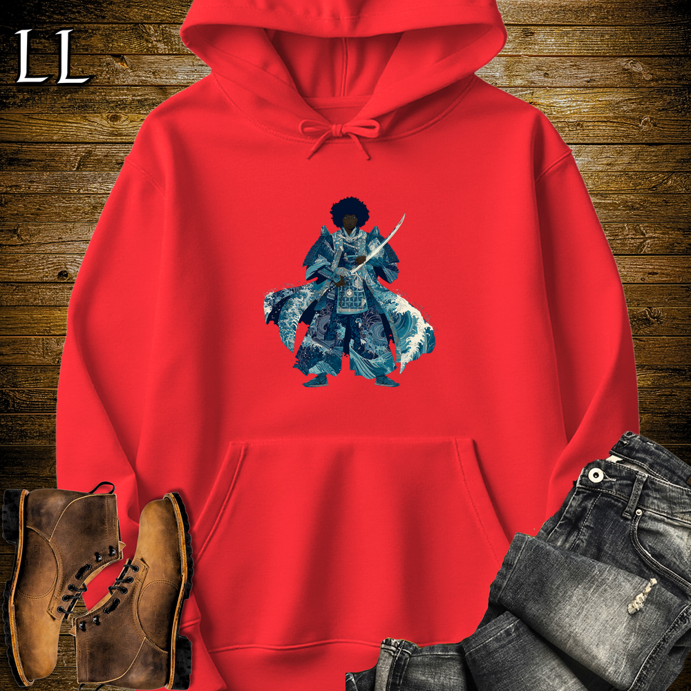 African Crashing Wave Samurai Hooded Sweatshirt - Red