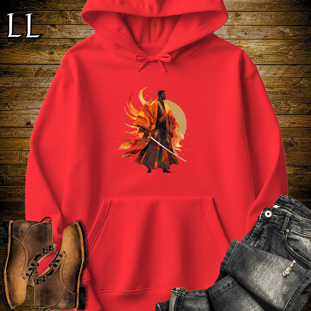 African Flame Samurai Hooded Sweatshirt - Red