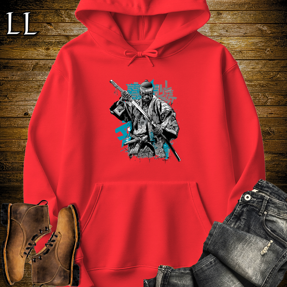 African Silver Street Samurai Hooded Sweatshirt - Red