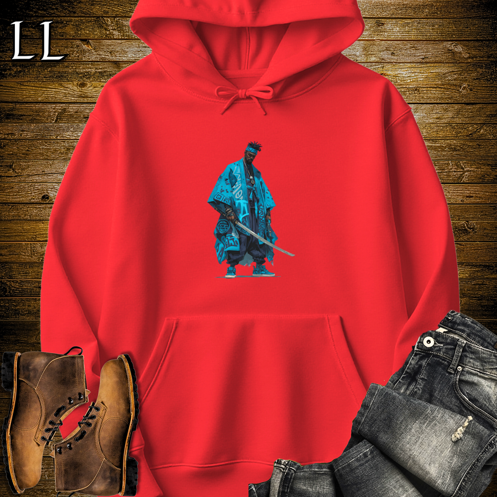 African Sky Blue Street Samurai Hooded Sweatshirt Red | Sky Blue Samurai