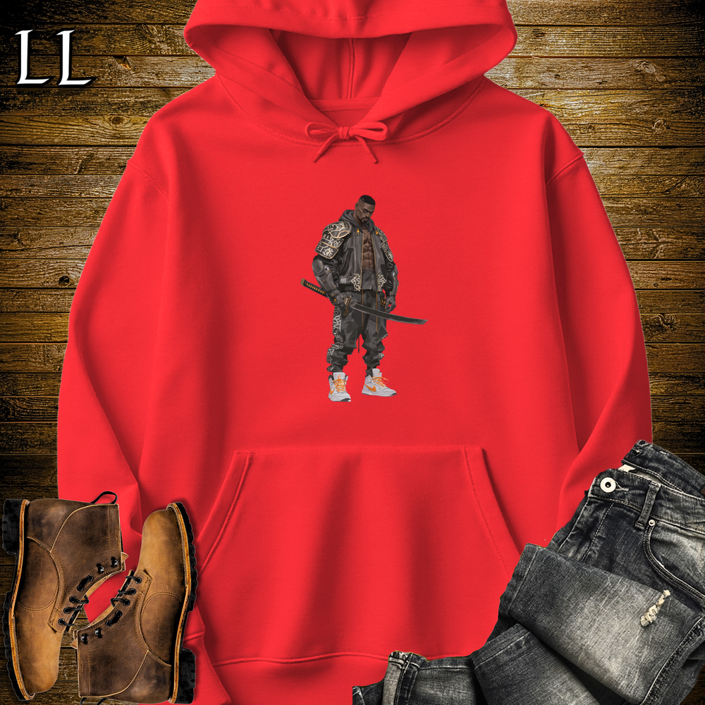 African Street Bodybuilder Samurai Hooded Sweatshirt - Red