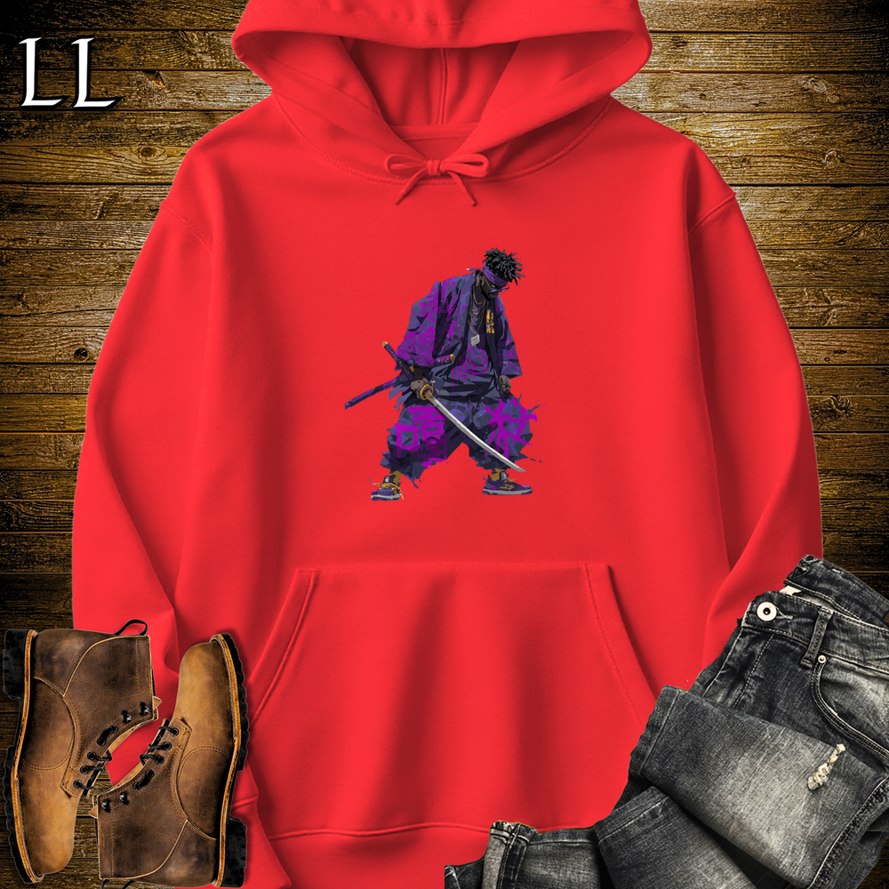 African Purple Street Samurai Hooded Sweatshirt - Red