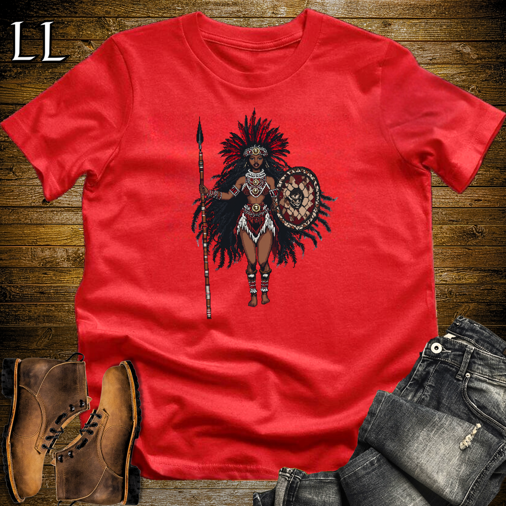 African 16 Bit Zulu Spear Queen Red | Zulu Queen Tee