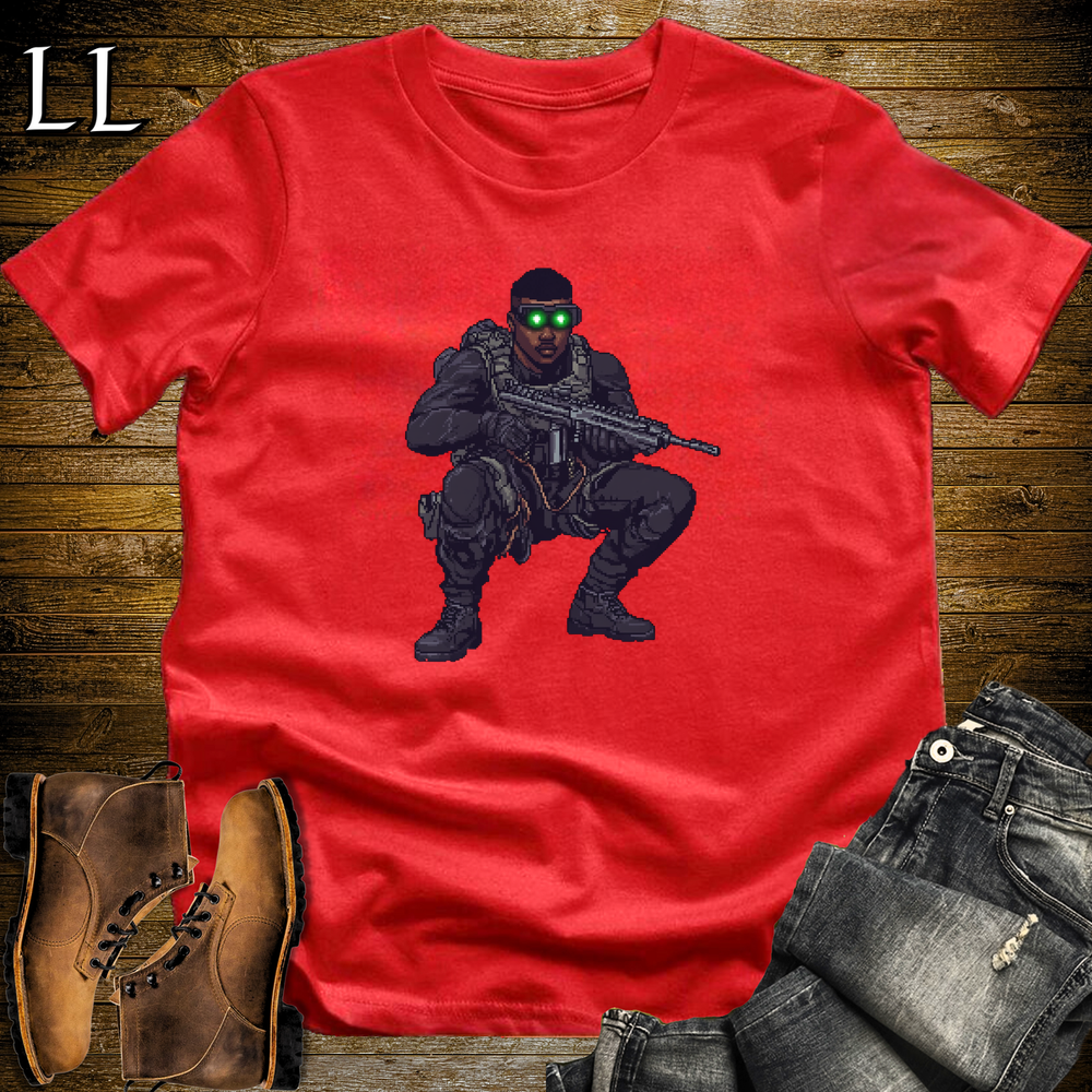 African 16 Bit Black Ops Soldier Red | 16 Bit African Tee