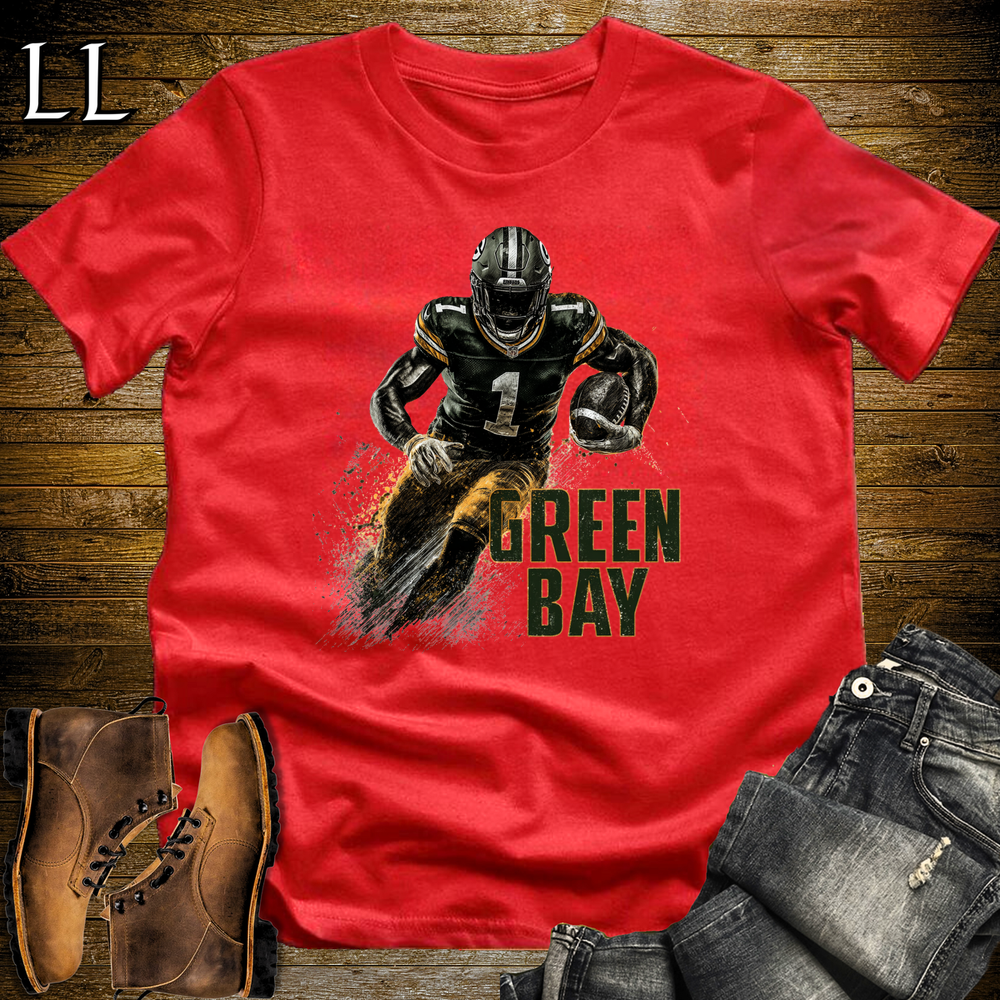 Green Bay Football Number 1 T Shirt - Red