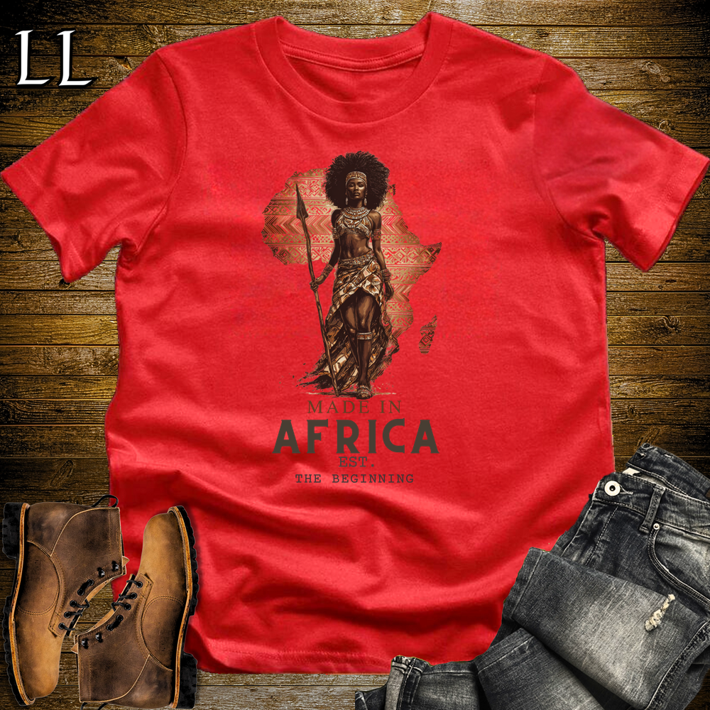 Made In Africa Woman Softstyle T Shirt Red | African Woman Tee