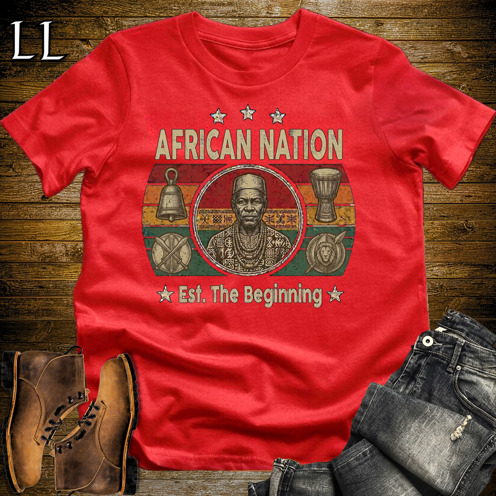 African Nation Softstyle T Shirt Red | African Pride Heritage Tee