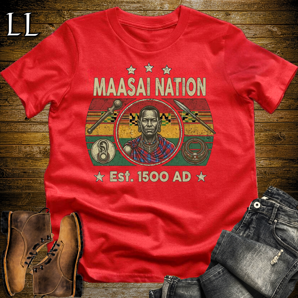 African Maasai Nation Softstyle T Shirt Red | Maasai Warrior Pride Tee
