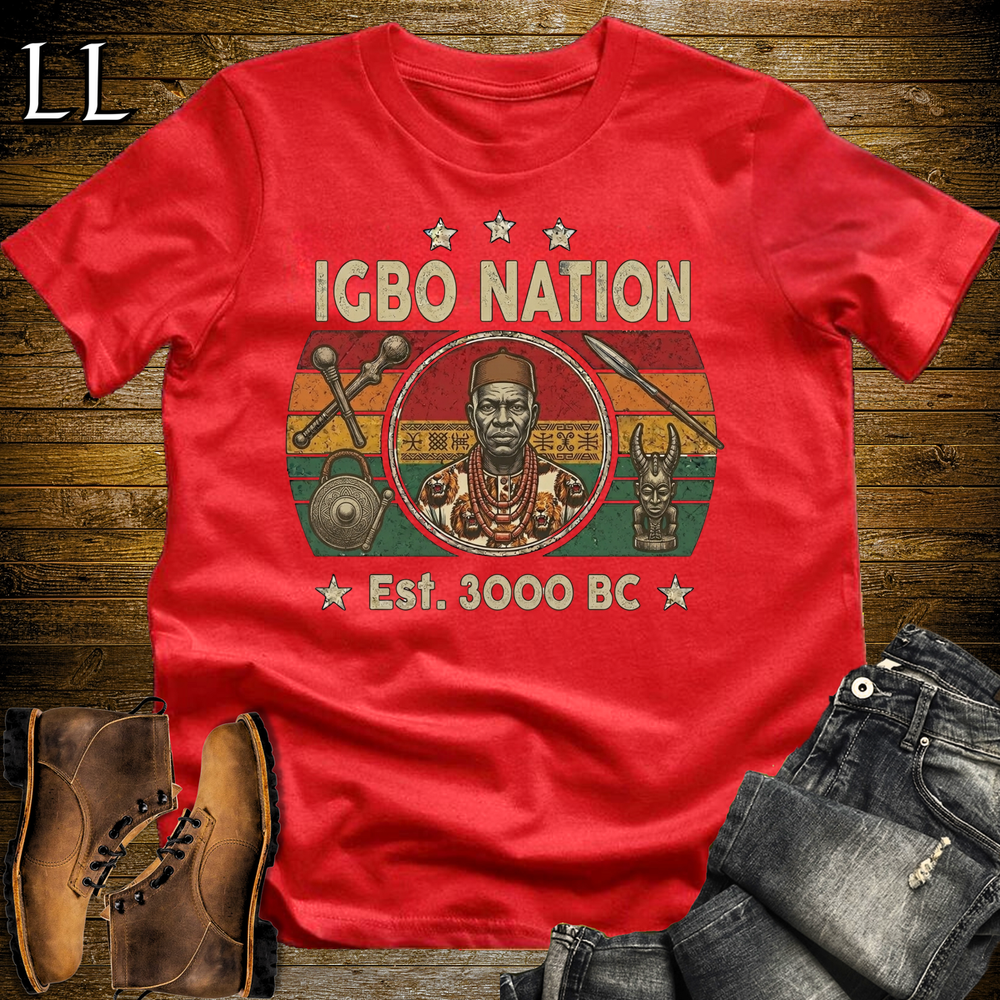 African Igbo Nation Softstyle T Shirt Red | Igbo Heritage Tee
