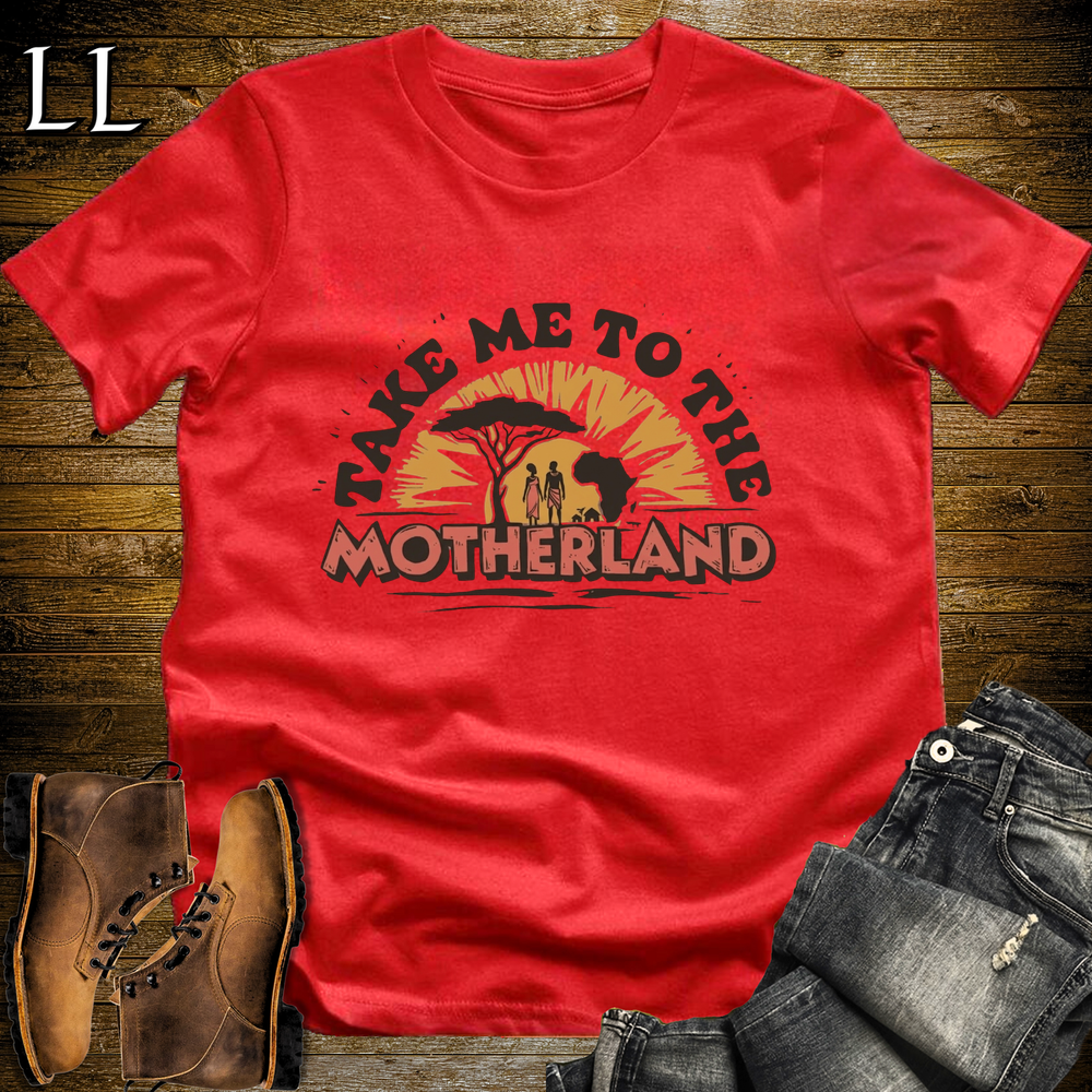 African Take Me To The Motherland T Shirt Red | Africa Tee