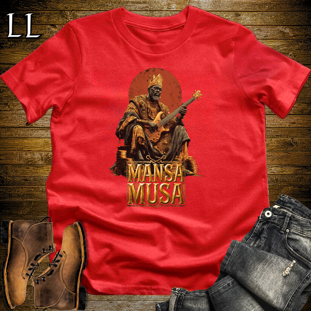 Mansa Musa African Guitar King T Shirt Red | African Gift