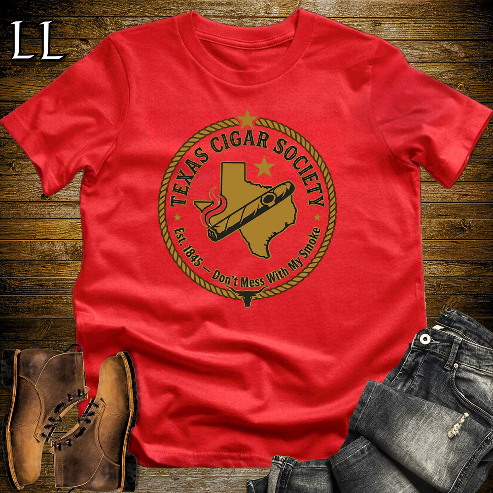 Texas Cigar Society T Shirt Red | Cigar Lover Gift