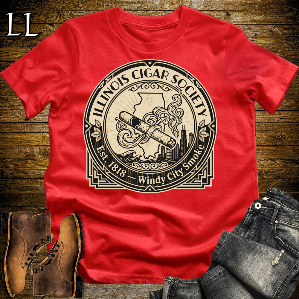 Illinois Cigar Society T Shirt Red | Cigar Lover Gift