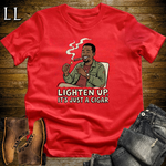 Lighten Up Cigar Softstyle Tee Red | Funny Cigar Pun Tee