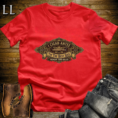 I Cigarantee Im The Best Dad Softstyle Tee Red | Funny Cigar Pun Tee